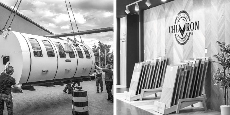 Chevron patterned flooring